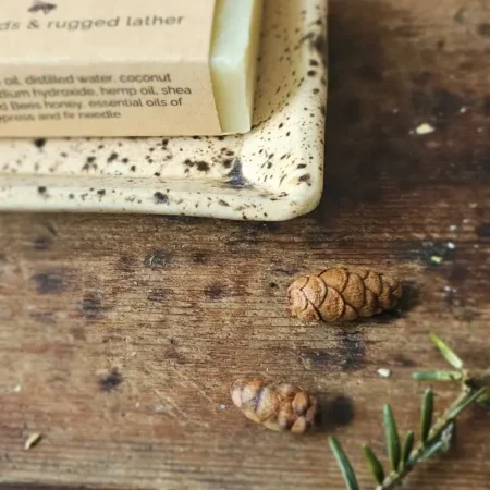 Mountain Man Closeup Close-up of Mountain Man soap with pale green tone