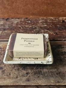 Peppermint Pumice closeup of Peppermint Pumice soap by Backyard Bees
