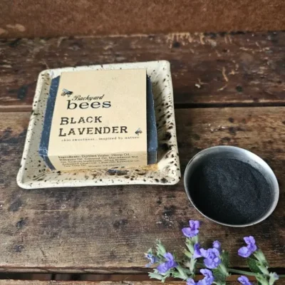 Wrapped Black Lavender Charcoal Soap with belly band label
