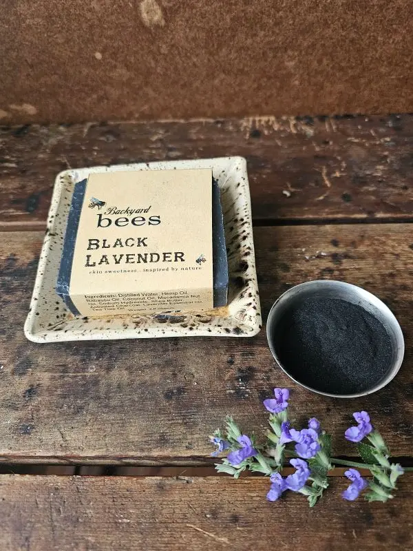 Wrapped Black Lavender Charcoal Soap with belly band label