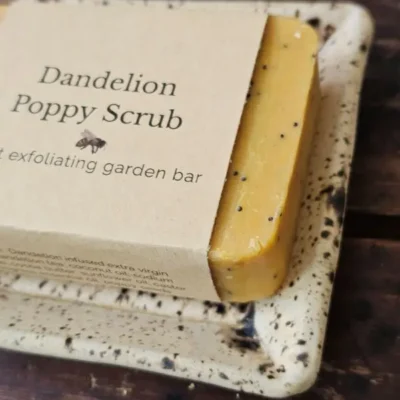 Dandelion Poppy Close Up Close-up of dandelion poppy scrub soap with exfoliating seeds
