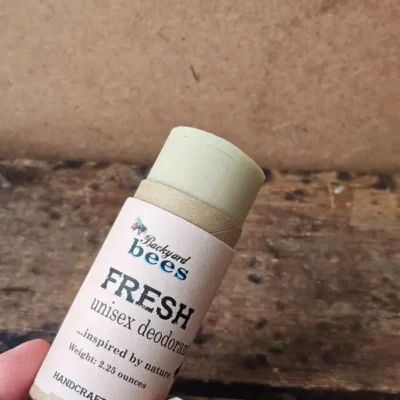 Open tube of eco-friendly Fresh deodorant by Backyard Bees