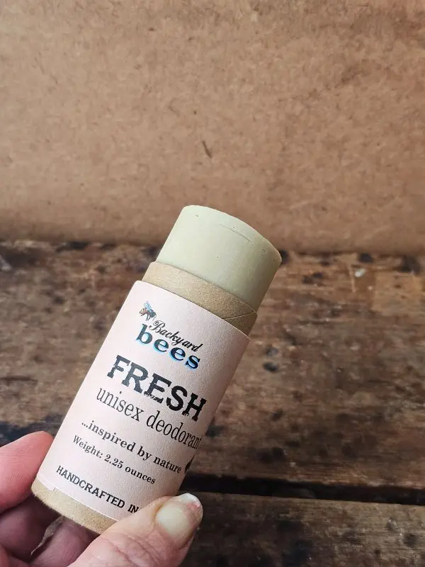 Open tube of eco-friendly Fresh deodorant by Backyard Bees