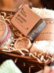 sample gift card basket with Backyard Bees natural skincare products
