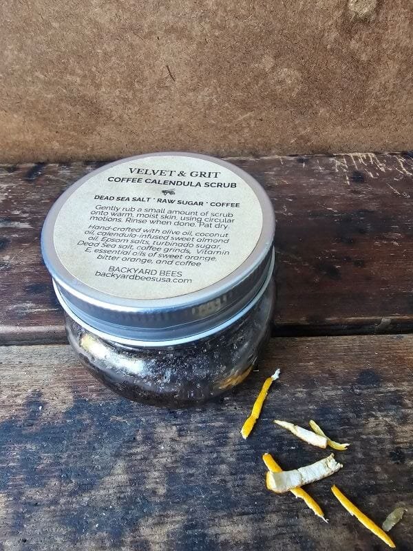 Coffee Calendula Sugar Scrub included in Bee Kissable limited edition gift box
