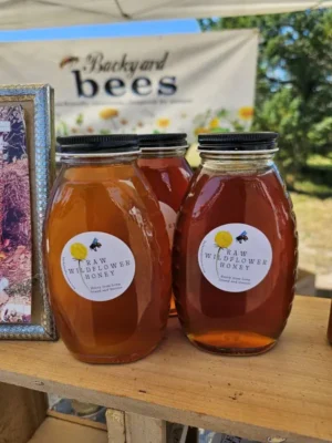 honey new 3 glass jars of raw honey by Backyard bees