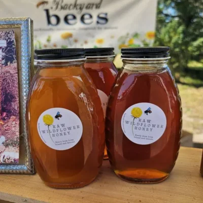 Honey New 3 glass jars of raw honey by Backyard bees