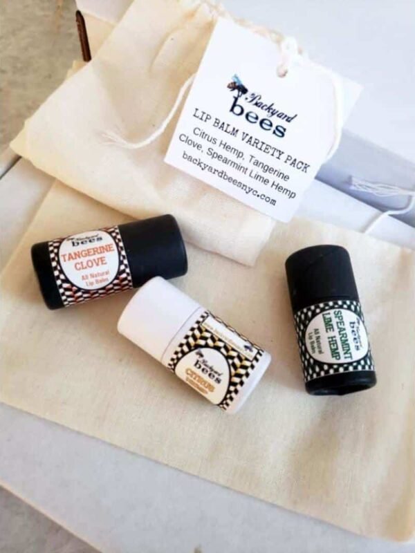 Lip Balm Trio trio of Backyard Bees beeswax lip balms