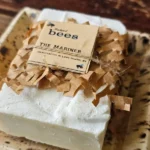 The Mariner salt water soap bar by Backyard Bees on rustic soap dish