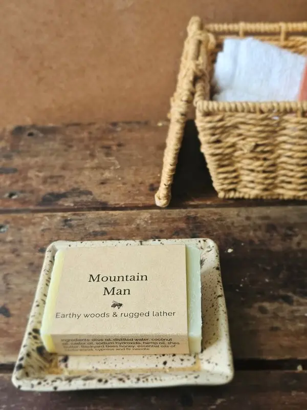 Mountain Man soap for men styled with natural textures