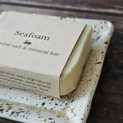 Seafoam Closeup side view close-up of Seafoam salt bar texture