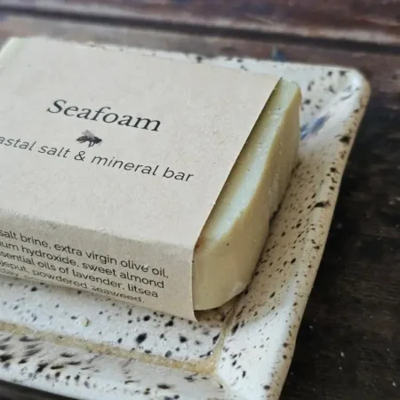 side view close-up of Seafoam salt bar texture