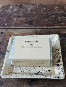 Smooth ladies shave soap on rustic soapdish