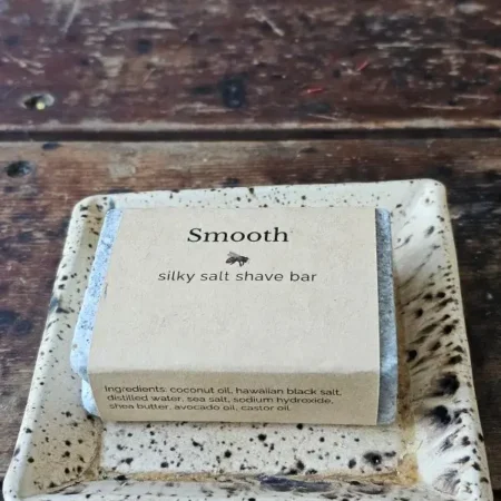 Smooth ladies shave soap on rustic soapdish