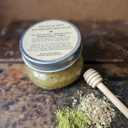 Southern Sexy body polish by Backyard Bees with patchouli and key lime essential oils