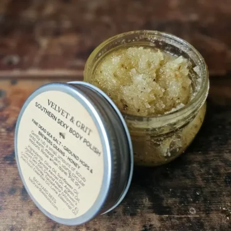 Southern Sexy body polish with honey-smooth texture and fine exfoliating grains by Backyard Bees