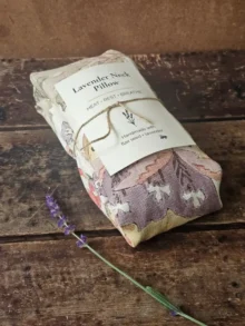Handmade floral lavender neck pillow wrapped and ready for gifting