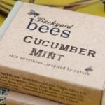 cucumber aloe soap with mint on a sage green soap lift