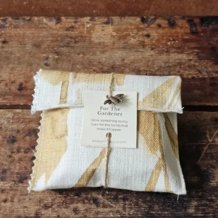 For the Gardener gift set wrapped in a fabric envelope with a tied gift tag