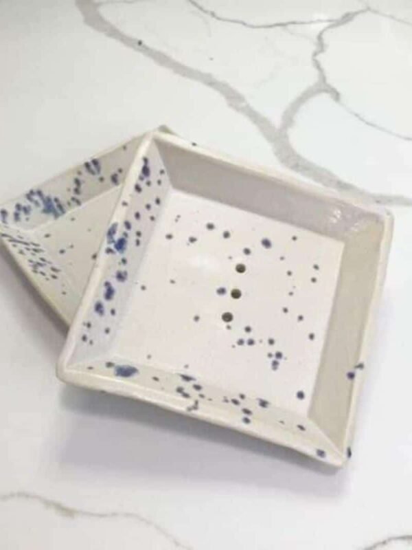 Soap Dish Indigo Rain Handmade Ceramic Soap dish in indigo rain by Sunrise Potter