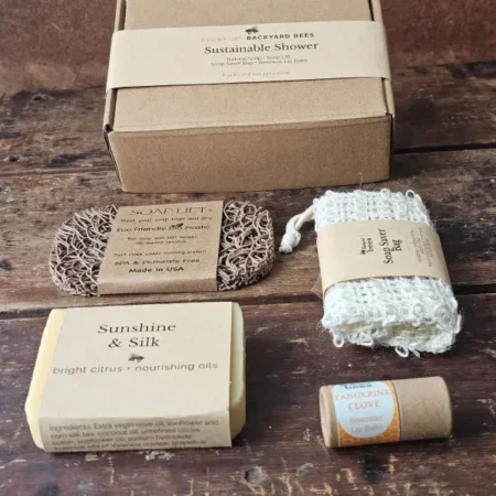 Sustainable Shower Contents 4-piece sustainable shower set by Backyard Bees