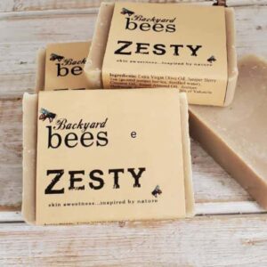 Bars of Zesty acne soap with juniper berry for oily skin