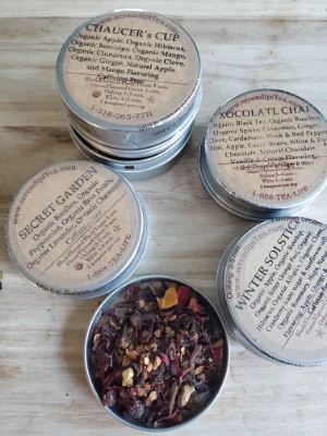 organic tea in round ecofriendly packaging
