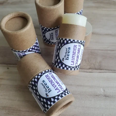 lavender chamomile lip balm in paper tubes