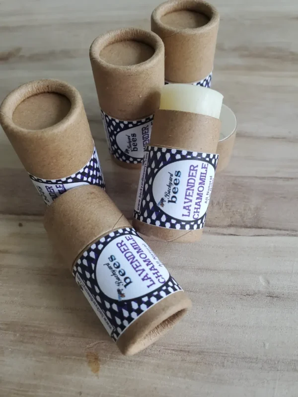 lavender chamomile lip balm in paper tubes