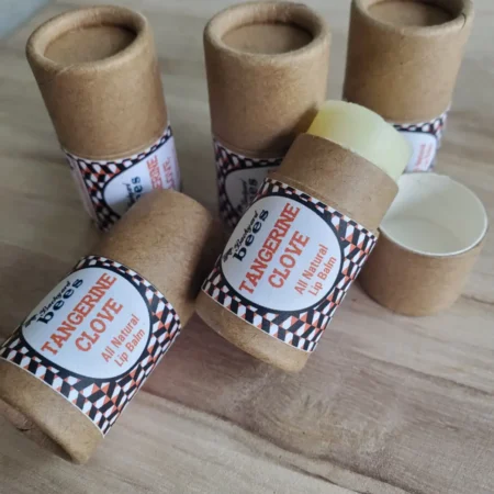 5 tubes of ecofriendly tangerine lip balm