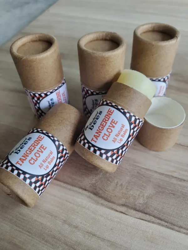 5 tubes of ecofriendly tangerine lip balm