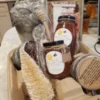 tea and honey display with bottle brush cream tree