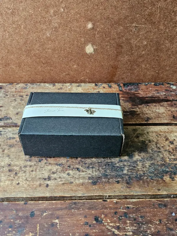 Rosh Hashanah Honey Gift Box with Shana Tova band, twine and bee charm