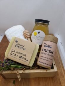 starter-set-gift Backyard Bees starter pack raw honey deodorant lavender soap