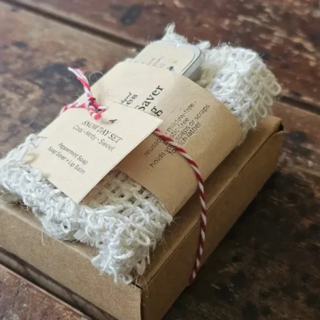 Snow Day Package Side Snow Day soap gift set packaged and ready for holiday gifting