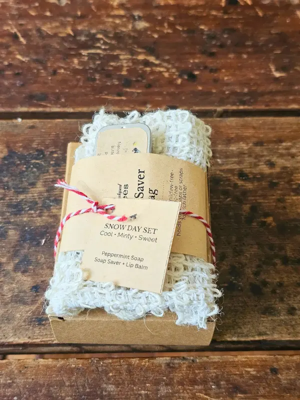 Snow Day Package Snow Day holiday soap gift set tied with red and white yarn