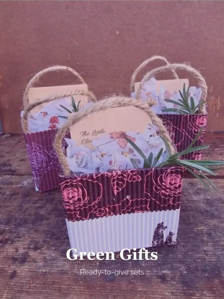 Eco-friendly green gift sets, wrapped