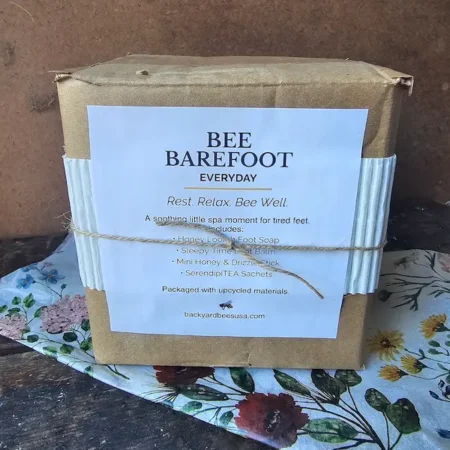 Bee Barefoot Everyday gift set wrapped in upcycled packaging
