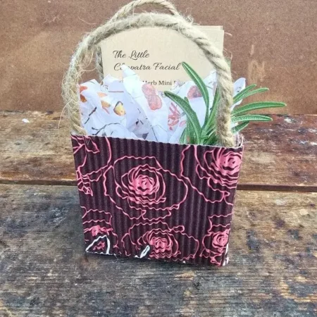 Hand-wrapped mini Cleopatra honey facial kit with booklet and tissue wrap