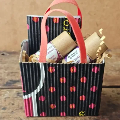 Sweet Little Things gift bag with two Backyard Bees lip balms