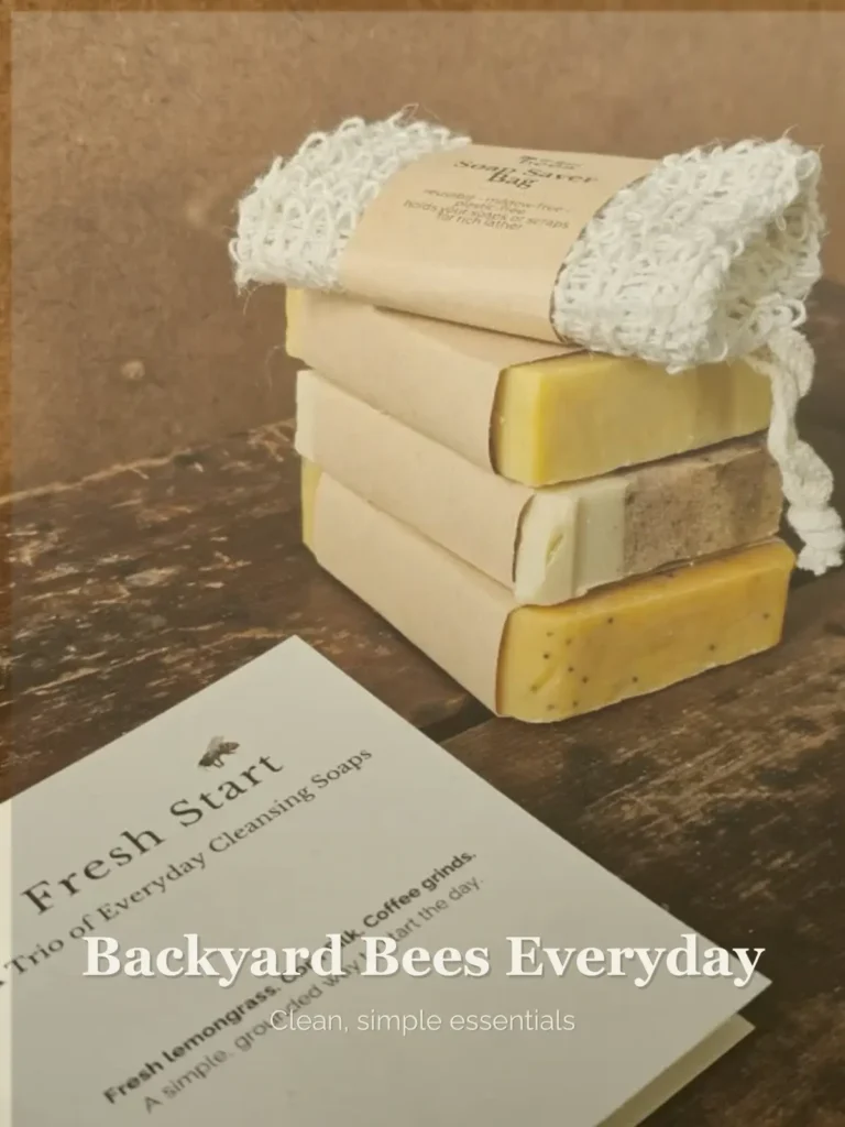 Everyday Backyard Bees essentials including natural soaps and basics