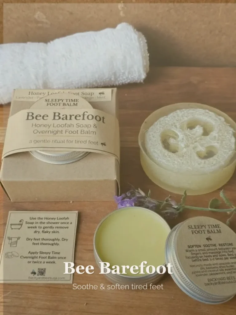 Bee Barefoot foot care collection with balm, scrub and soap