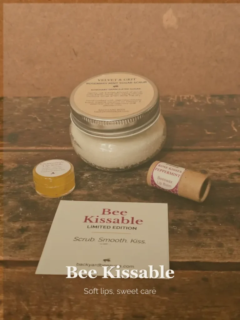 Bee Kissable lip care collection with balms and scrubs