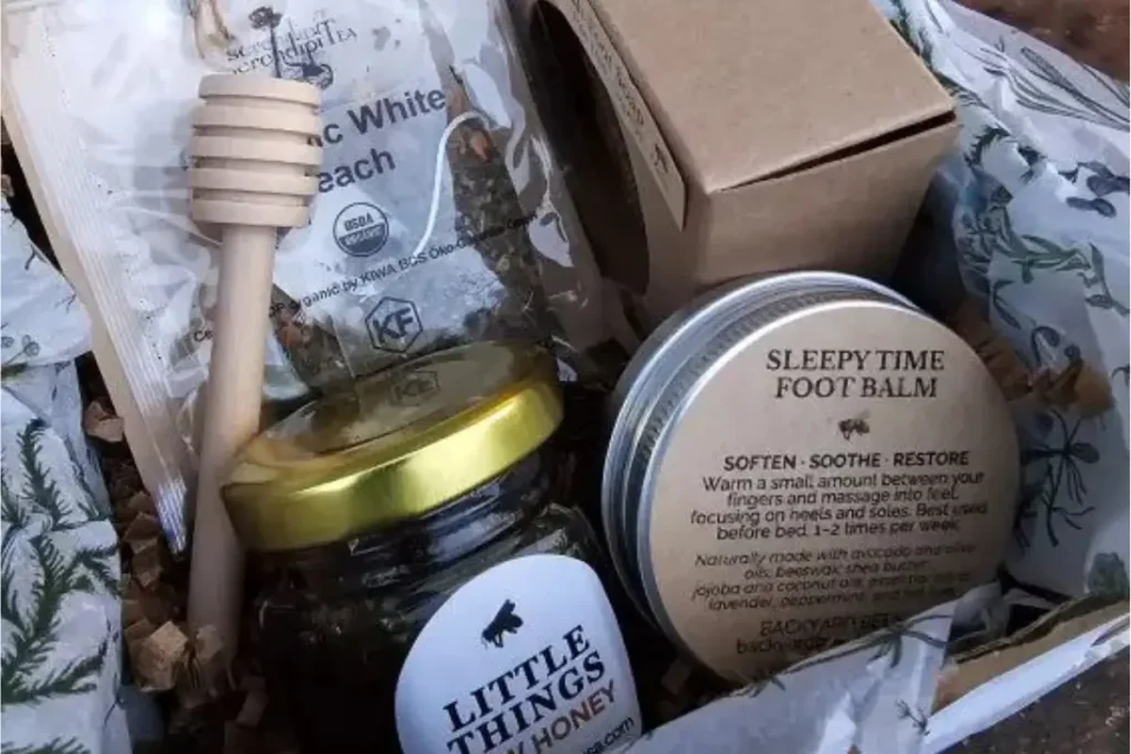 close up of  little things - Backyard Bees honey, foot balm