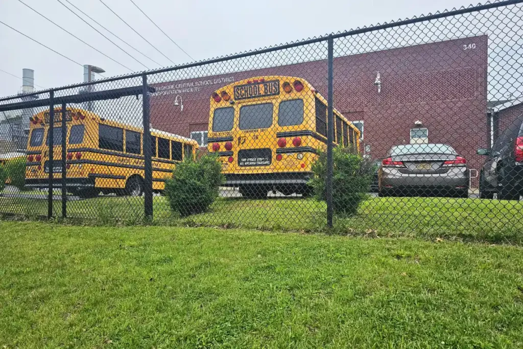 yellow school busses as part of the industrial landscaping for North Shore Transportation