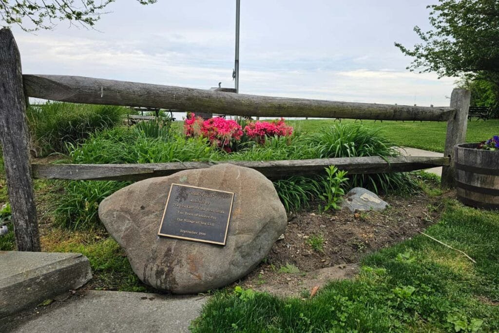 Rum Point public waterfront area in Sea Cliff overlooking Hempstead Harbor