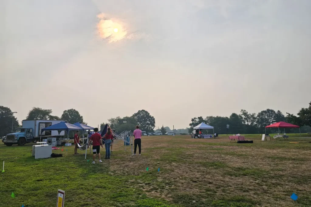 Storm clouds gathering over the Eisenhower Park Farmers Market