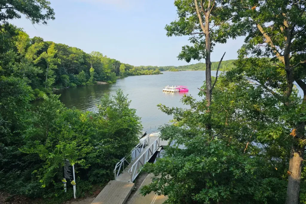 The Hive 10 View of Hempstead Lake from the elevated boardwalk and kayak launch at Hempstead Lake State Park on Long Island.