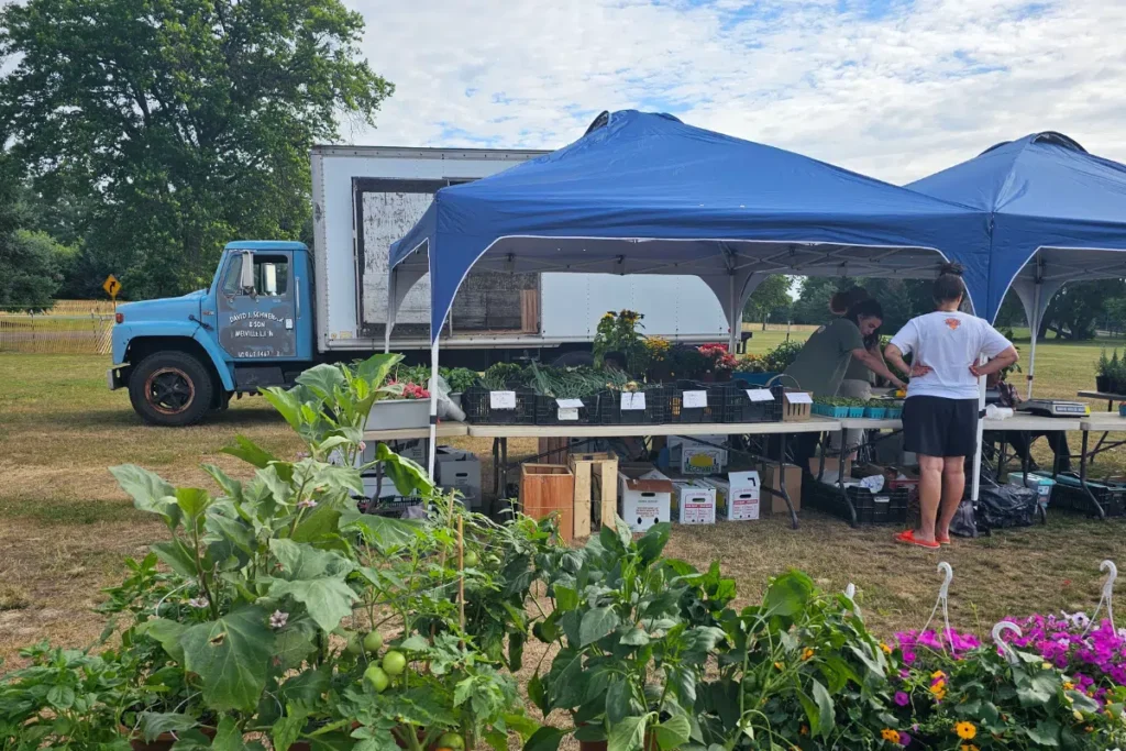 closeup of anchor farm at farmers market