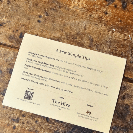 close up of tips for the care and use plastic free personal care items by Backyard Bees